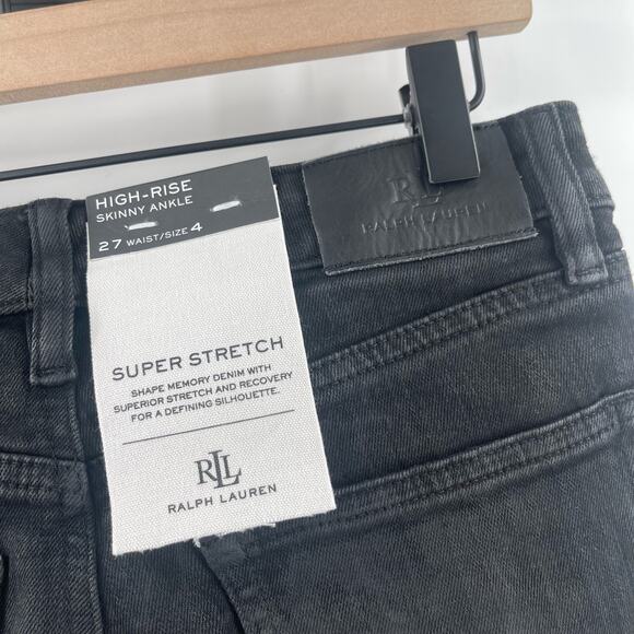 LAUREN RALPH LAUREN Jeans Size 27 / 4 NWT Denim High Rise Skinny Ankle Lace Up - Picture 3 of 11